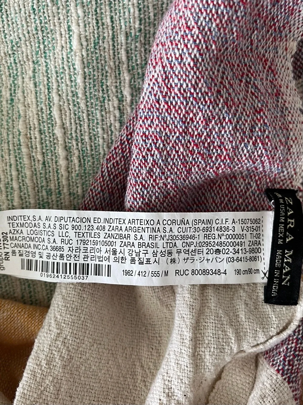 ZARA MAN Multicolor Woven Scarf Wrap 190 × 90 cm